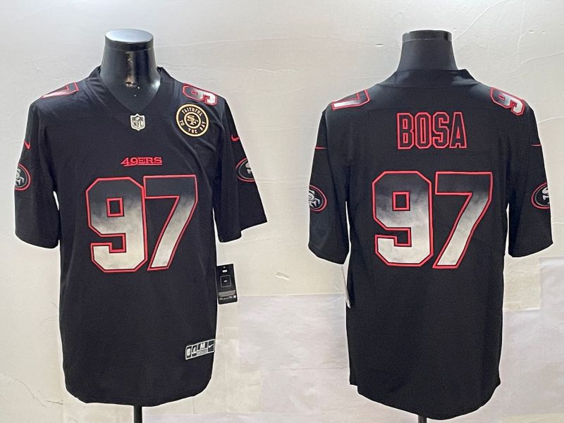 Men San Francisco 49ers 97 Bosa Black Nike Smoke Fashion 2024 Limited NFL Jersey style 3